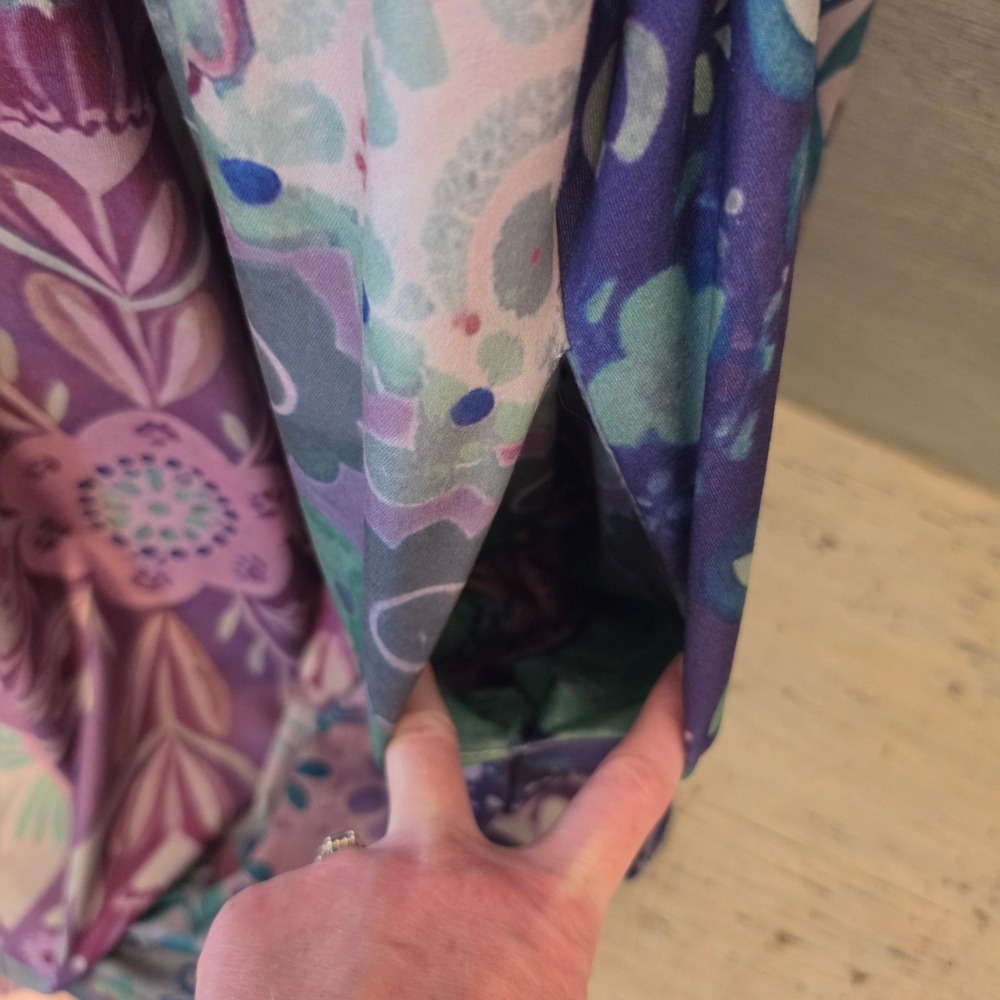 Multicolor Abstract Floral Print Long Sleeve Full Length Maxi Dress Size 5XL GC - Picture 5 of 9